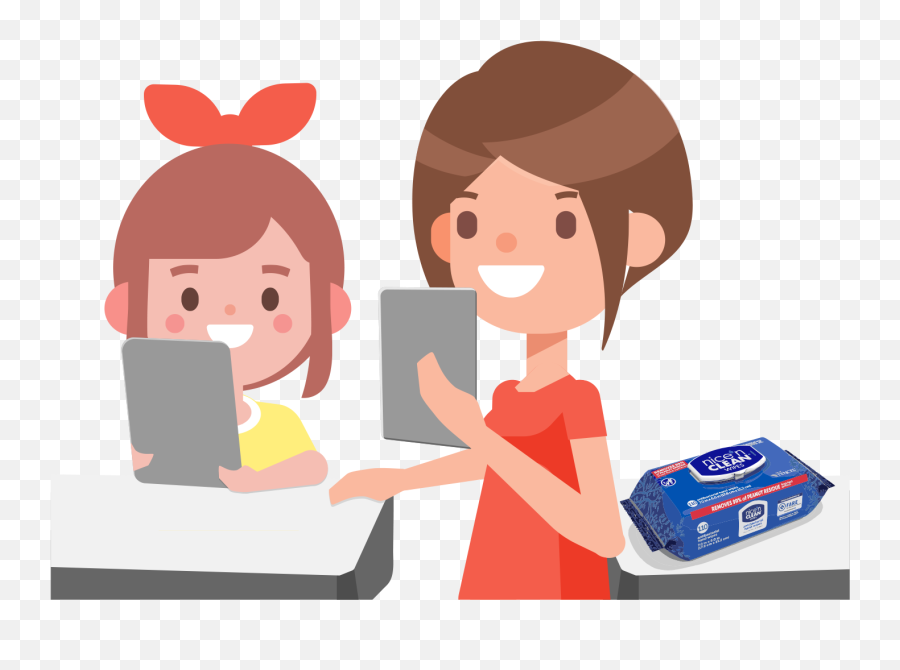 Teachers Using Nice U0027n Clean Wipes - Cartoon Clipart Full Mobile Phone Emoji,Nice Clipart