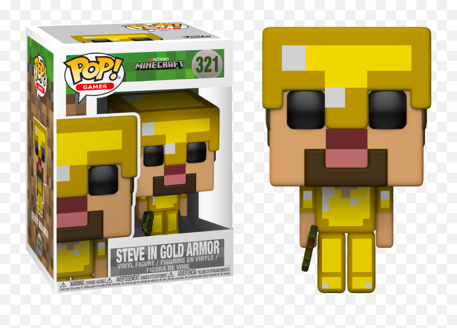 Minecraft - Steve With Gold Armor U0026 Axe Us Exclusive Pop Vinyl Minecraft Funko Pop Skin Emoji,Minecraft Steve Transparent