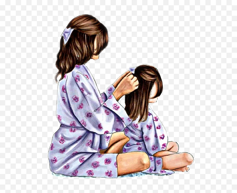Remixit Mom Daughter Hair Time Love Pjs Robes - Cute Emoji,Mommy Clipart