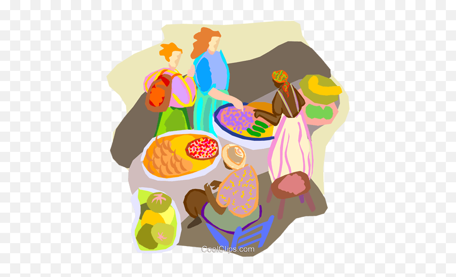 Shopping At An African Market Royalty Free Vector Clip Art Emoji,Grocer Clipart