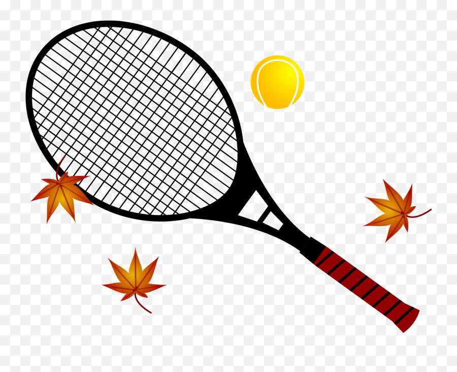 Tennis Racket And Ball With Autumn Leaves Clipart Free - Yonex Metal Tennis Racquet Emoji,Tennis Clipart
