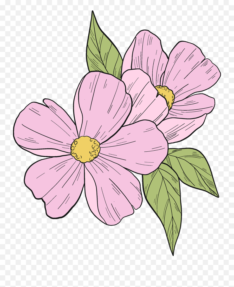Pink Flowers Clipart - Koperasi Simpan Pinjam Emoji,Flowers Clipart