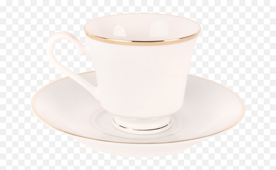 White With Gold Border Coffee Cup - Saucer Emoji,Gold Border Png