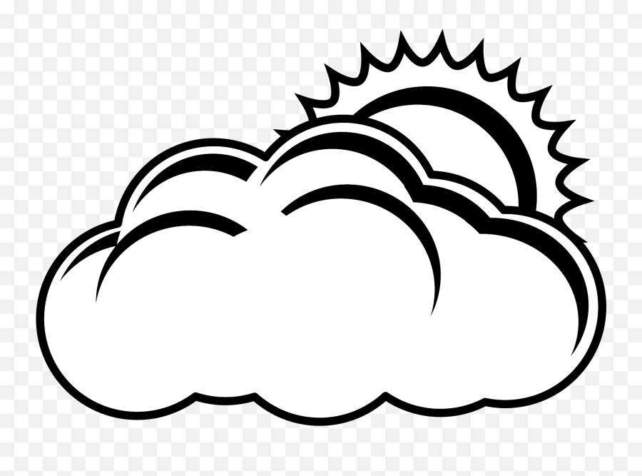 Library Of Sun And Cloud Clip Art - Black And White Sun And Clouds Clipart Emoji,Cloud Png