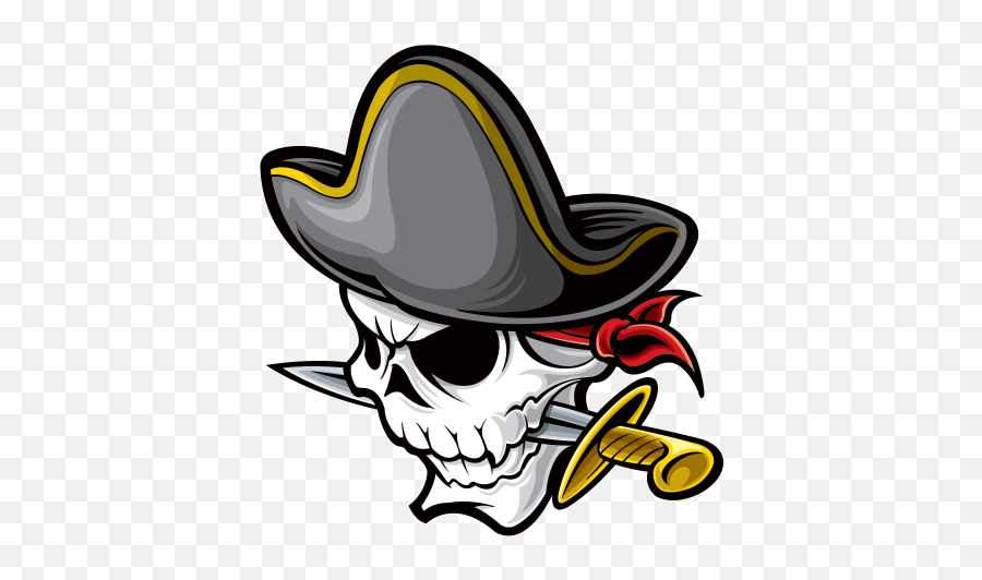 Printed Vinyl Pirate Skull With Knife Stickers Factory Emoji,Pirate Skull Clipart