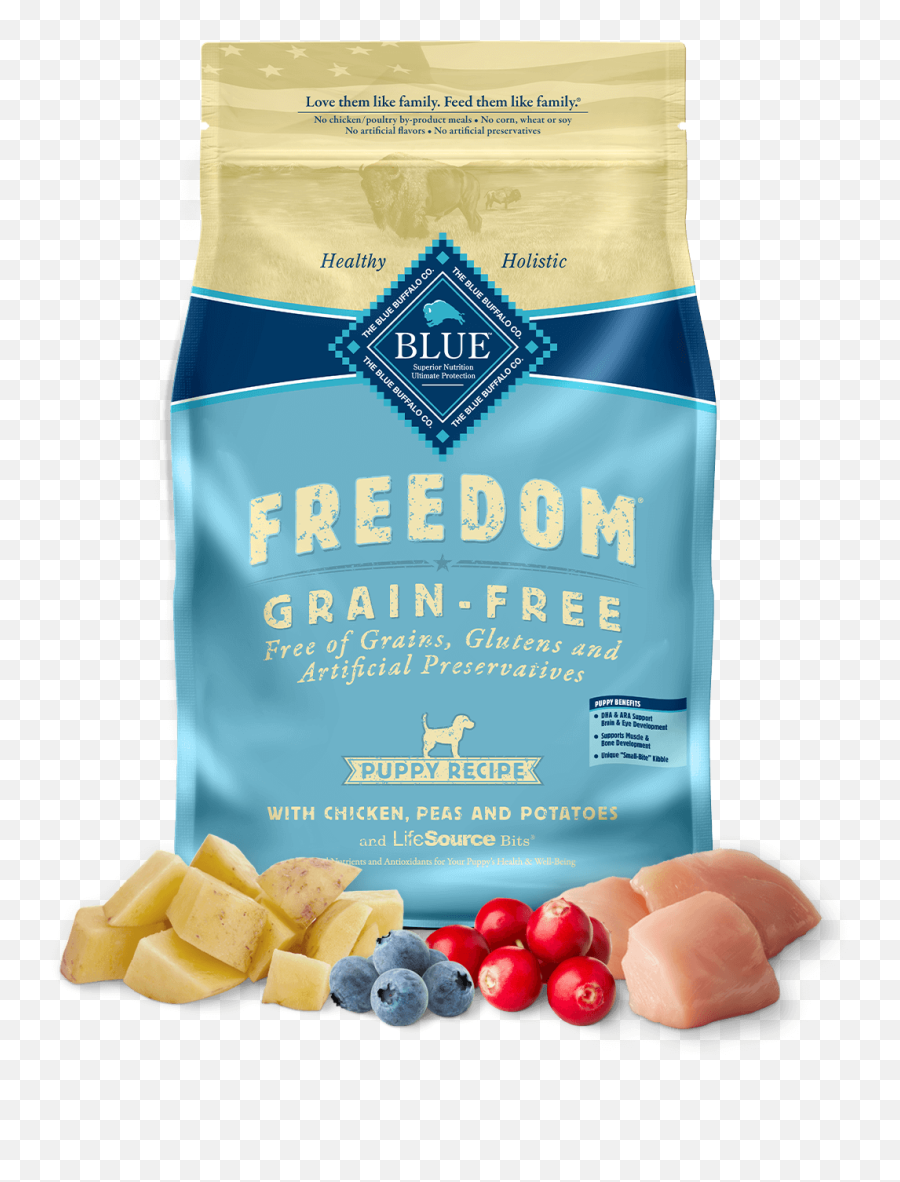 Blue Freedom Dry Puppy Food Grain - Free Chicken Recipe Emoji,Grains Png