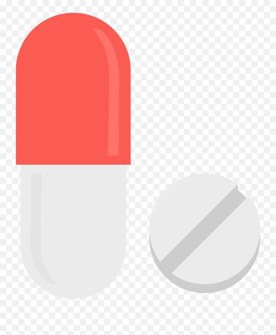 Red And White Pill Capsule And White Medication Tablet - Png Pillola Emoji,Pill Clipart