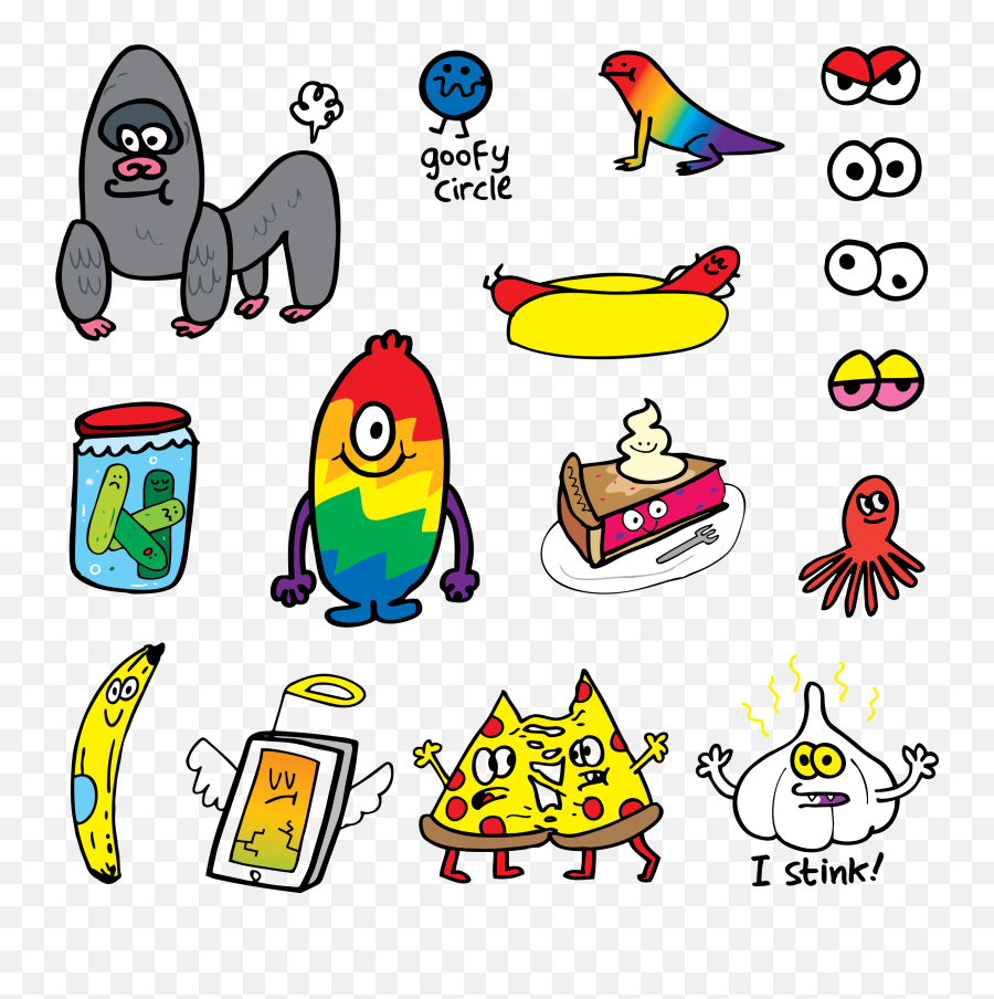 Goofy Doodles Sheet - Easy Jon Burgerman Art Emoji,Doodle Clipart