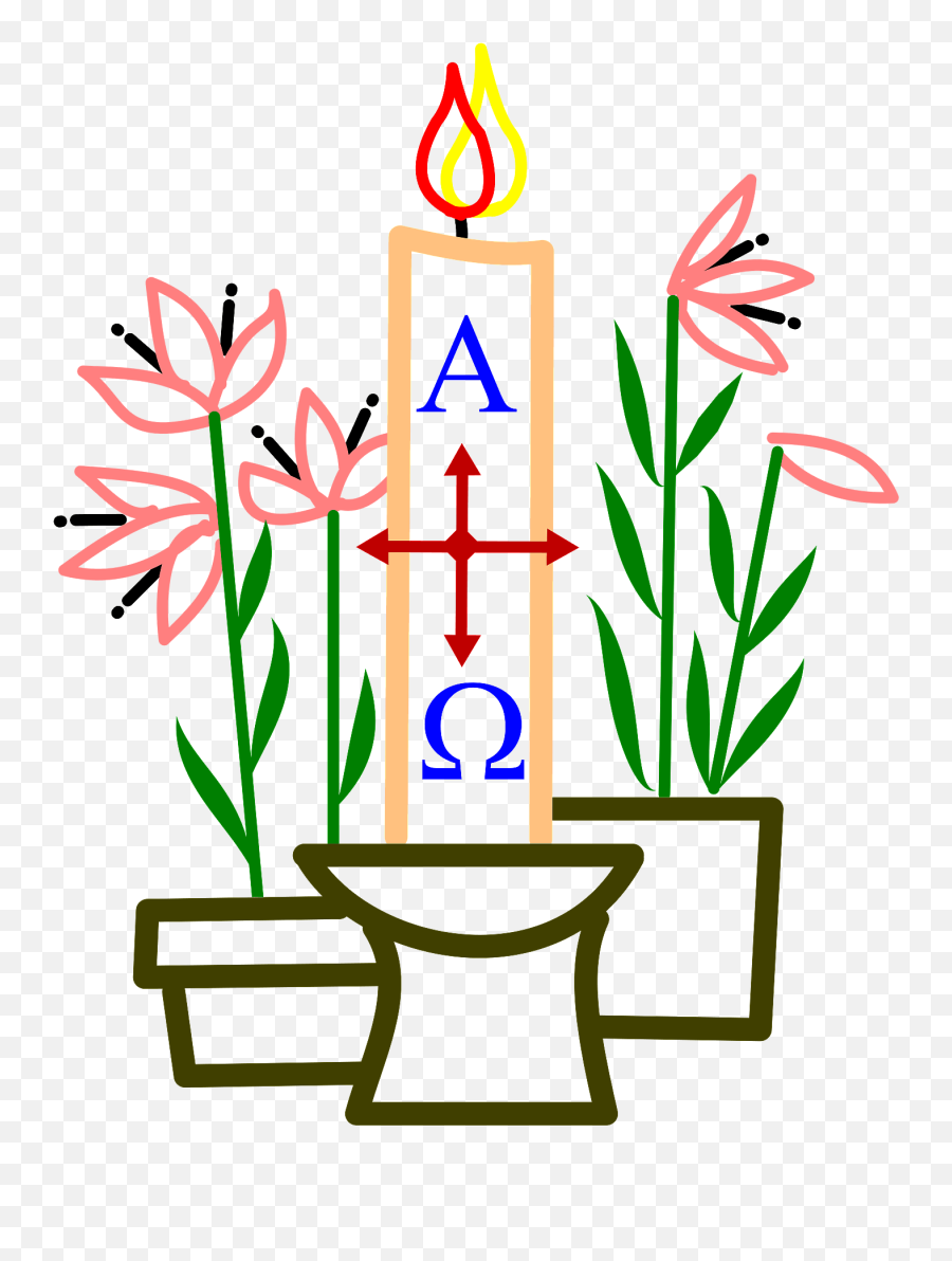 Easter Candle And Flowers Clipart Free Download Transparent Emoji,Easter Flowers Clipart