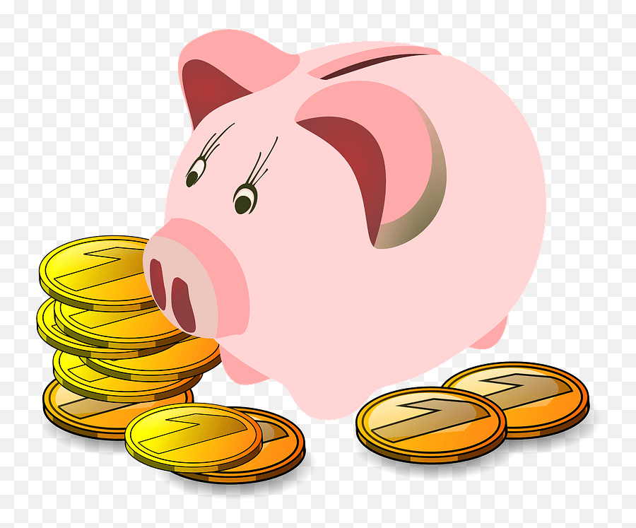 Piggy Bank With Coins Clipart - Ahorrar Y Invertir Dibujo Emoji,Coins Clipart