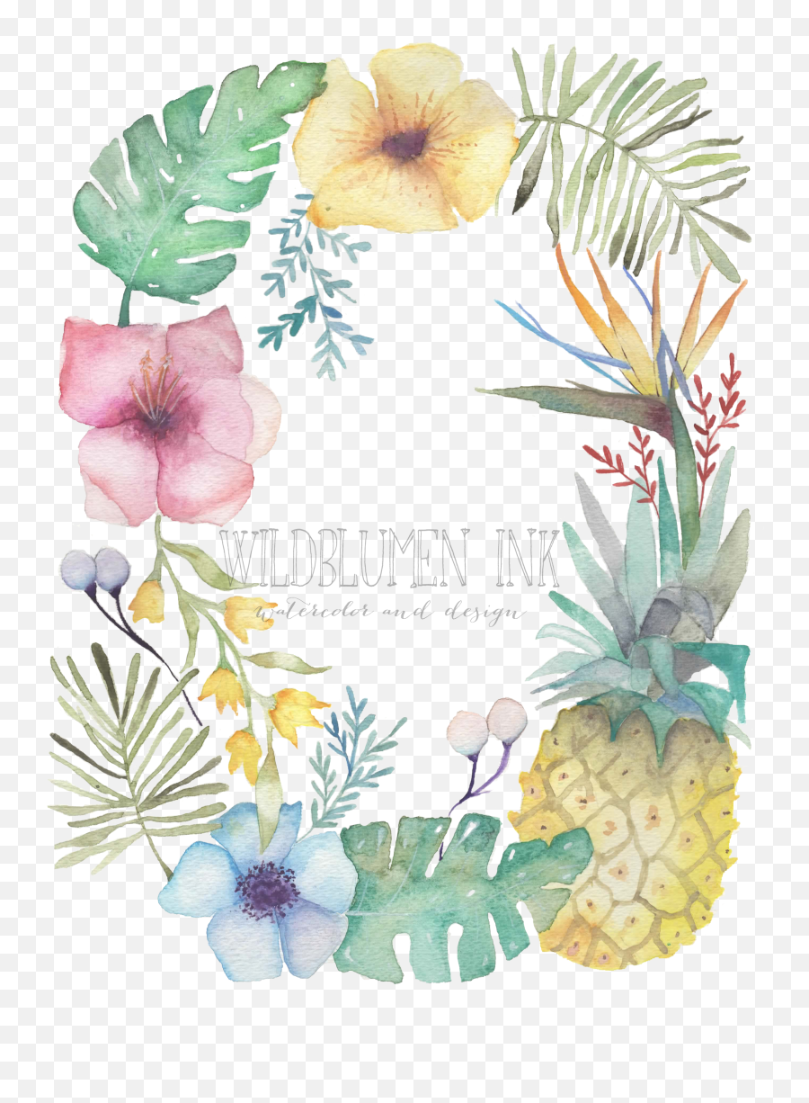 Flowers U2014 Wildblumen Ink Emoji,Watercolor Wreath Png