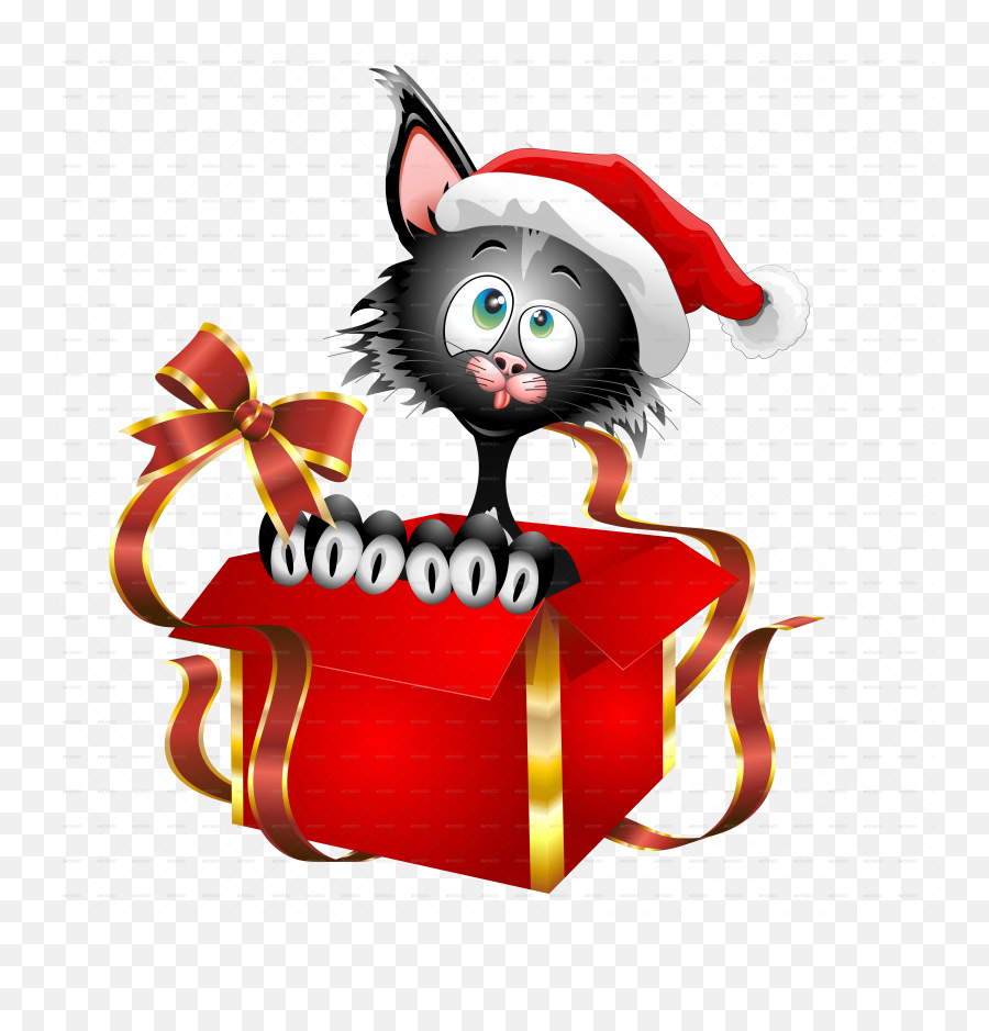 Cat Cartoon Christmas Gift - Jpeg 2000 Funny Cat Cartoon On Christmas Cat Cartoon Funny Emoji,Funny Christmas Clipart