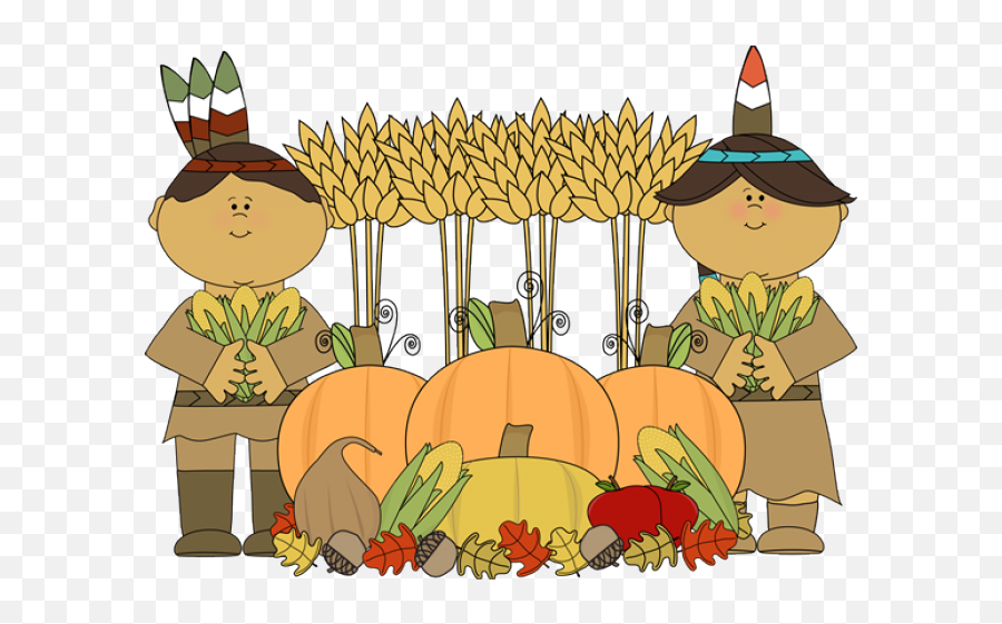 Pilgrim And Indian Cartoon - Pilgrims Thanksgiving Clipart Emoji,Cute Thanksgiving Clipart