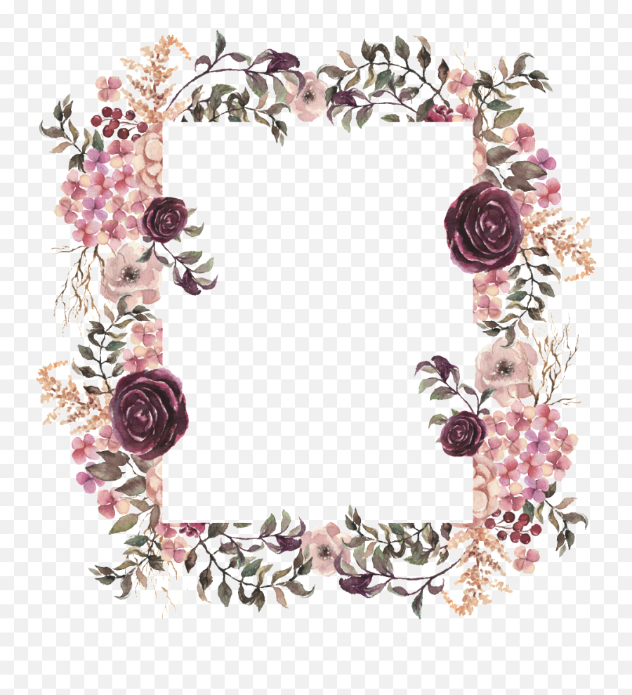 Flower Frame Png - Floral Burgundy Boho Clip Art Hd Png Floral Geometric Frame Transparent Emoji,Flower Frame Png