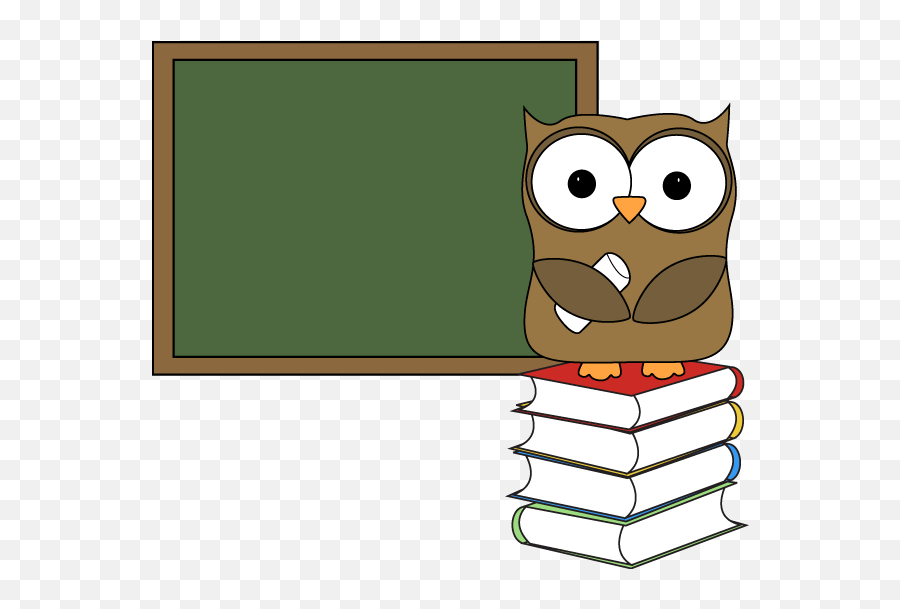 Owl With Books And Chalkboard Clip Art - Cartoon Png Chalkboard Clip Art Emoji,Chalkboard Clipart