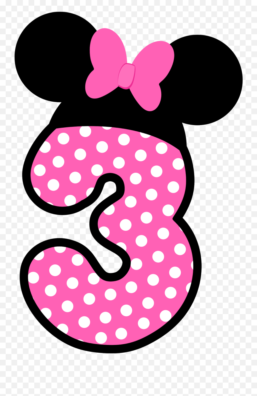 Number 3 Clipart Minnie Mouse Number 3 Minnie Mouse - Minnie Mouse Png Emoji,Minnie Mouse Clipart