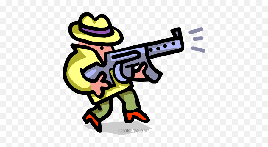 Gangster With Weapon - Cartoon Royalty Free Vector Clip Art Funny Gun Cartoon Png Emoji,Handgun Clipart