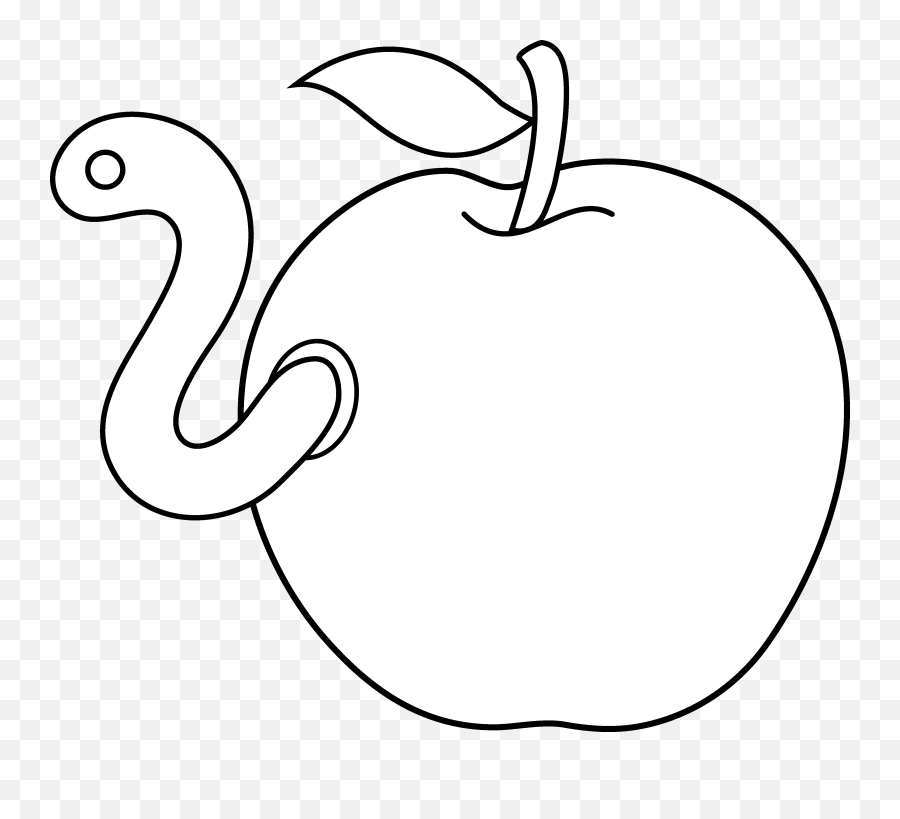 Worm In Apple Clipart Black And White - Draw A Apple With A Worm Emoji,Apple Clipart Black And White