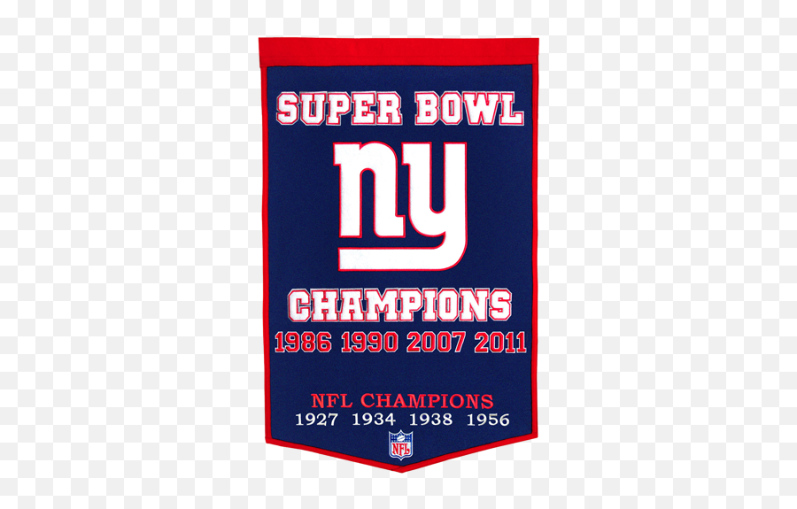 New York Giants Super Bowl Championship Dynasty Banner - With Hanging Rod Place Emoji,New York Giants Logo