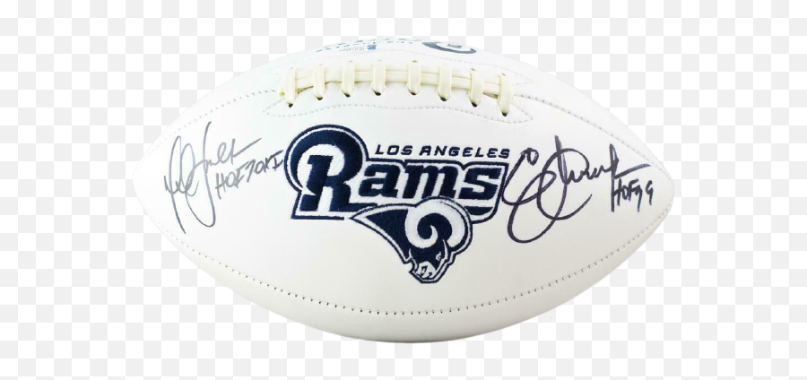 Eric Dickerson Marshall Faulk Los Angeles Rams Signed Rams Logo Football With Hof Bas Coa St Louis Emoji,New Los Angeles Rams Logo