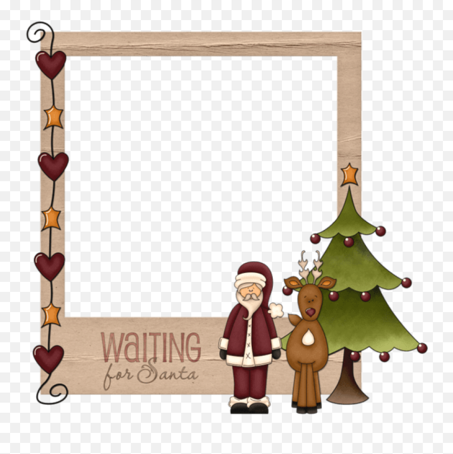Christmas Waiting For Santaframe Png - Clip Art Santa Frames Santa Christmas Frame Png Emoji,Snowglobe Clipart