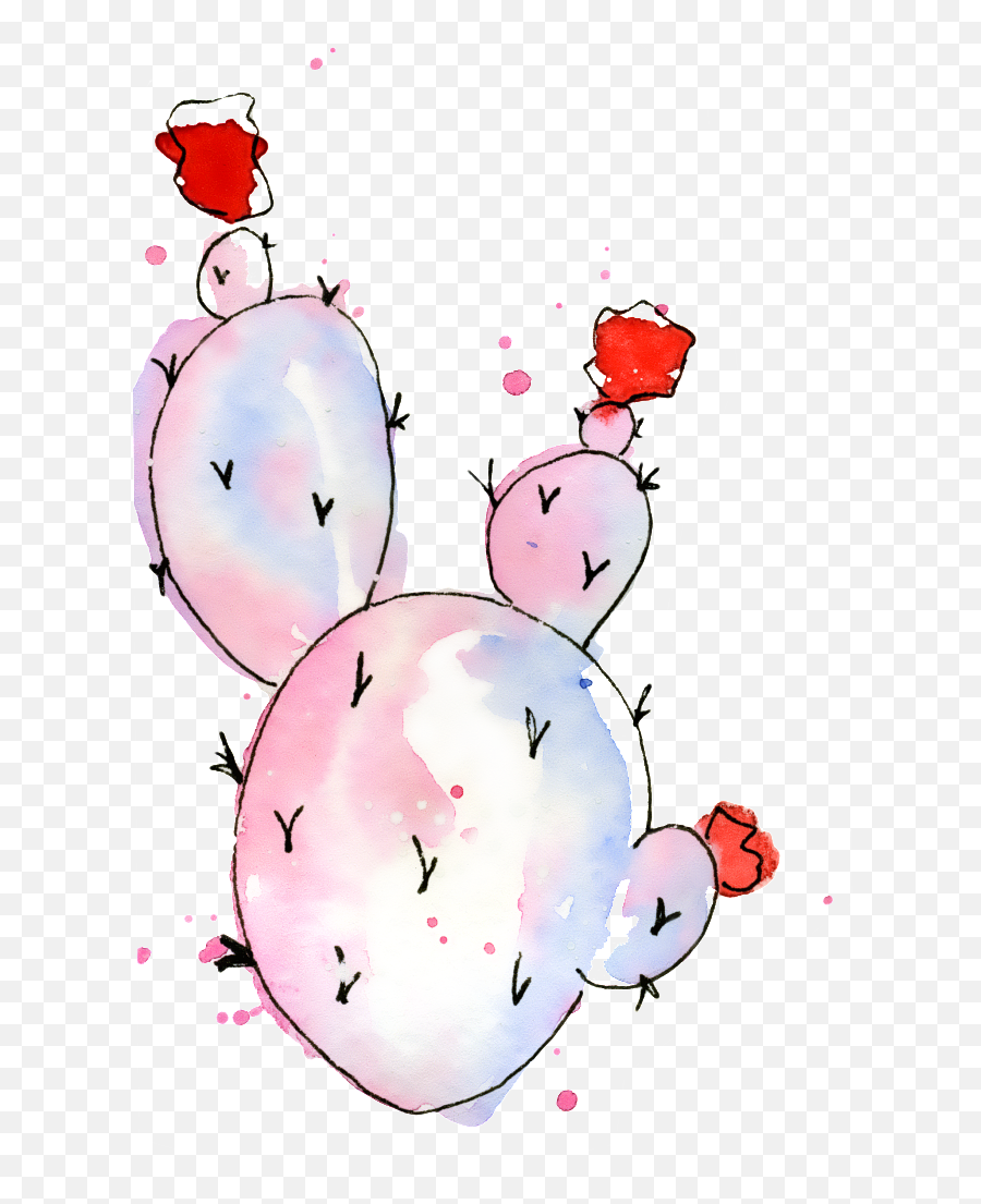 Download Pink Blue Cactus Watercolor Hand Painted Emoji,Cute Cactus Clipart