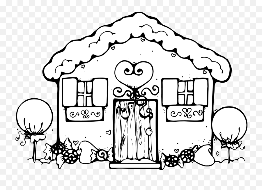 Gingerbread House Coloring Pages For Kids Clipart Emoji,Clipart Of A House