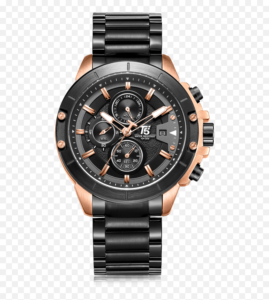 Luxury Rose Gold T5 Steel H3636 Black Brand Man Quartz Chronograph Waterproof Fashion Mens Watch Sport Watches Men Wristwatches Emoji,Gold Watch Png