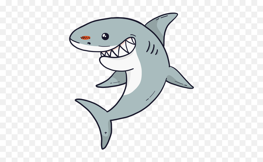 Cute Shark Fin Tail Tooth Flat - Transparent Cute Shark Cartoon Emoji,Shark Transparent Background