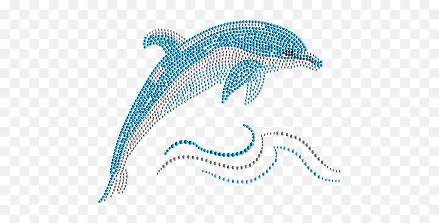 Single Dolphin Jumping Over Ocean Waves Iron On Design - Rhinestone Dolphin Png Emoji,Ocean Waves Png