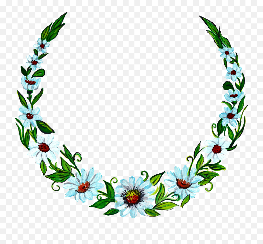 Half Flower Wreath Png - Simple Flower Wreath Transparent Background Emoji,Wreath Png