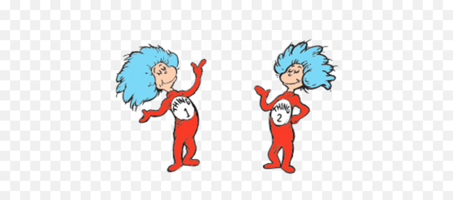 Library Of Sitting Thing 1 And Thing 2 Clip Black And White - Fictional Character Emoji,Cat In The Hat Clipart