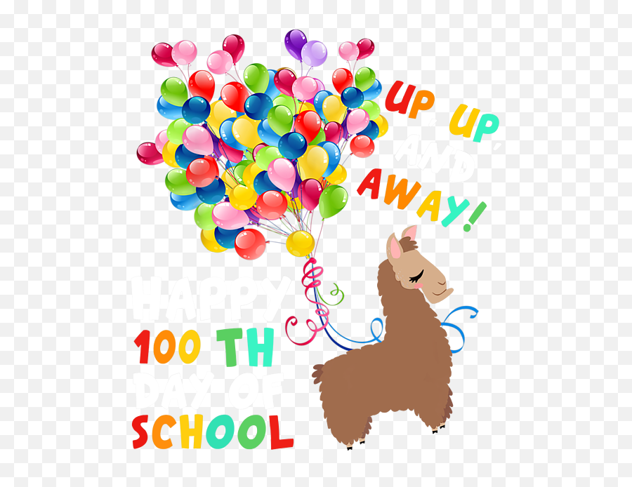 100 Balloons Cute Llama 100th Day Of School Teacher Student Tshirt Fleece Blanket - Balloon Emoji,Cute Llama Clipart