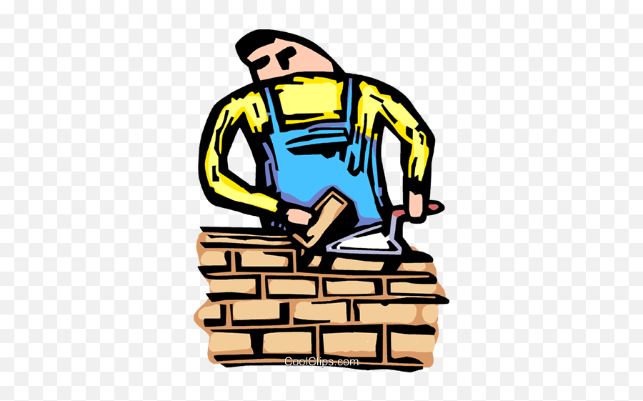Mason Building A Brick Wall Royalty - Vector Brick Wall Construction Emoji,Brick Wall Clipart