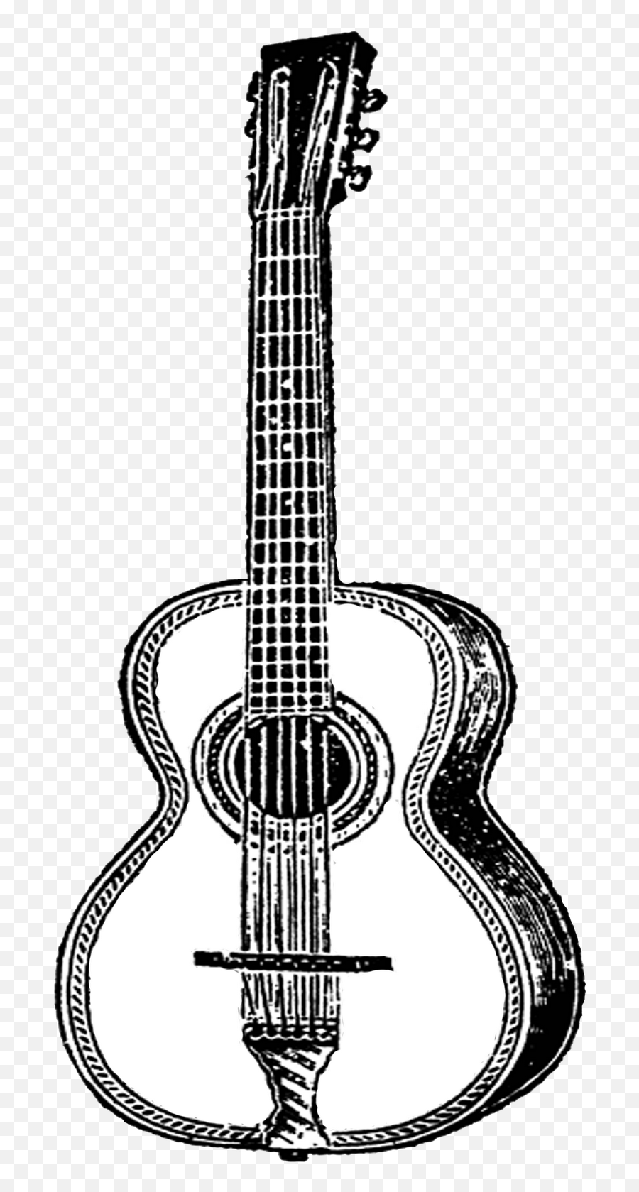 Freevintagedigitalstampsguitarpng 7711600 Pixels - Acoustic Guitar Vintage Drawing Emoji,Guitar Clipart Black And White