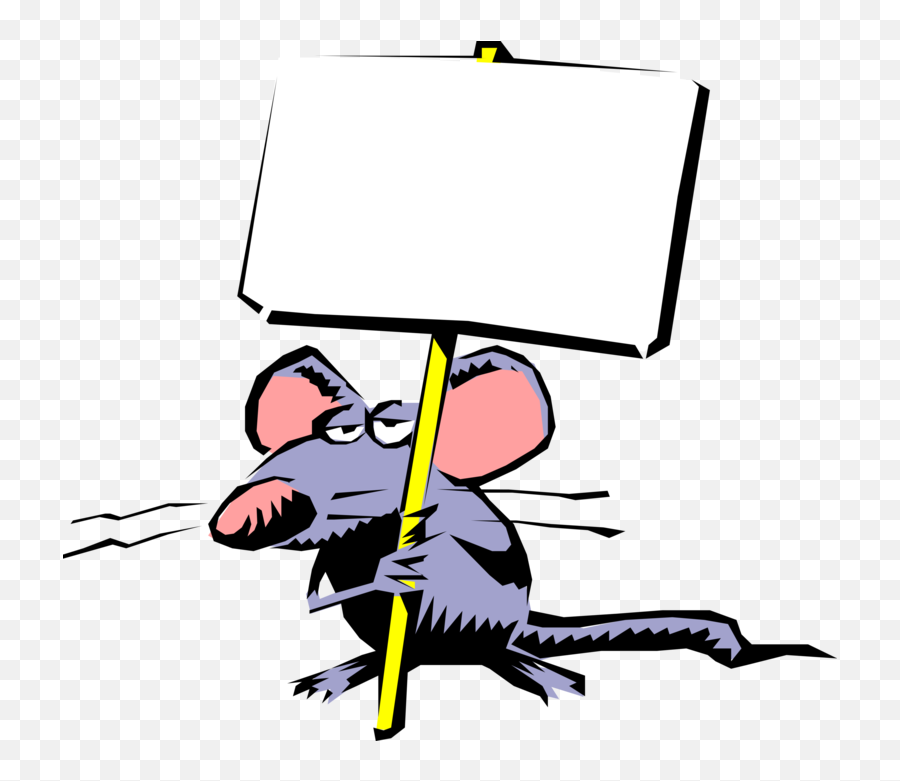 Cartoon Rat Holding Sign Clipart - Mouse Cartoon Holding Sign Emoji,Protest Clipart