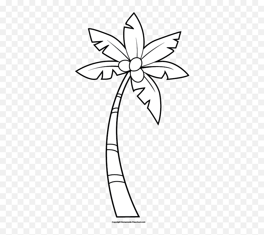 Tree Clipart Black And White - Clipart Outline Coconut Tree Emoji,Trees Clipart