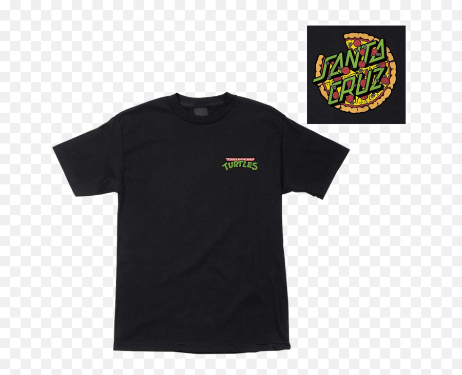 Teenage Mutant Ninja Turtles - Tmnt X Santa Cruz Pizza Dot Tshirt Black Santa Cruz Emoji,Teenage Mutant Ninja Turtles Logo