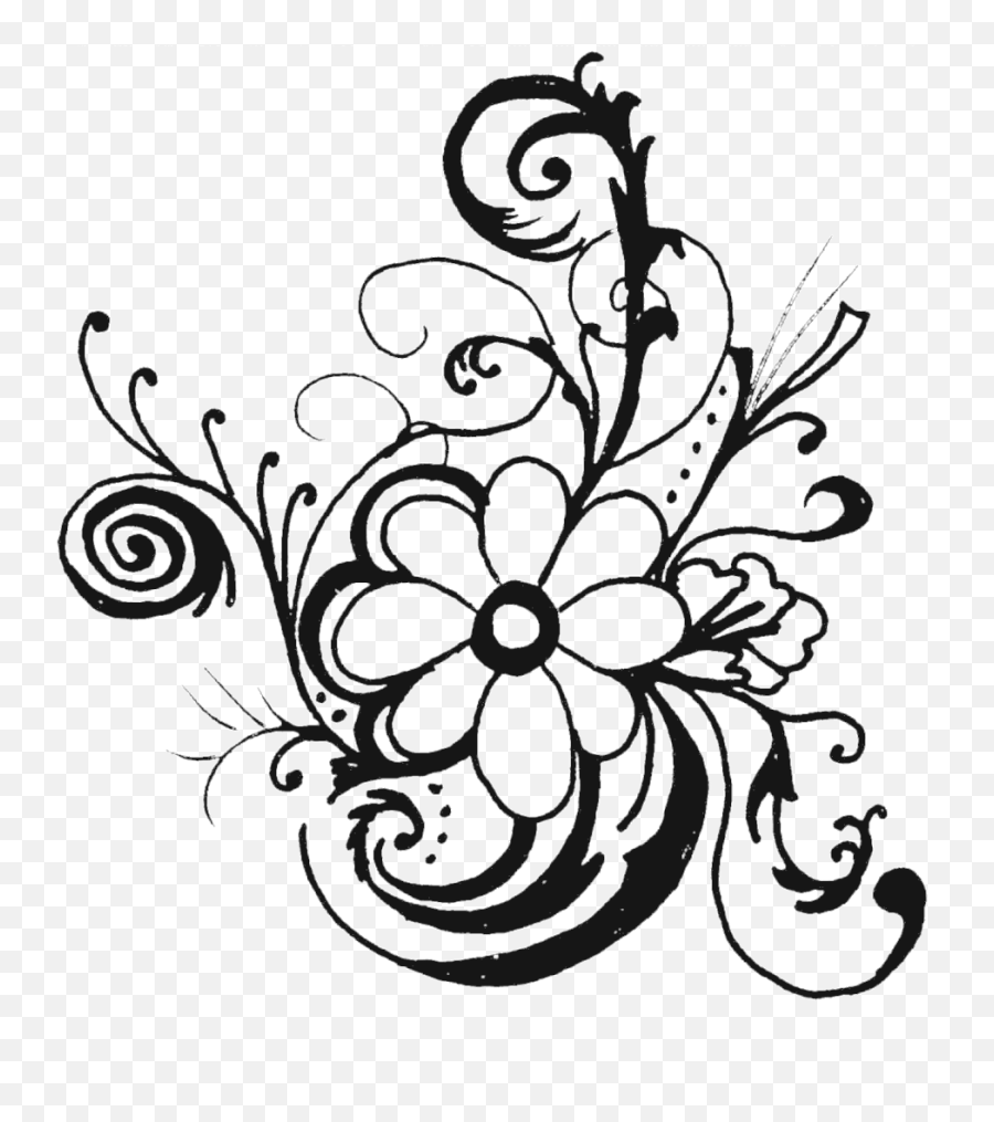 Free Clipart Of Flowers - Black And White Flower Clipart Emoji,Free Clipart Flowers