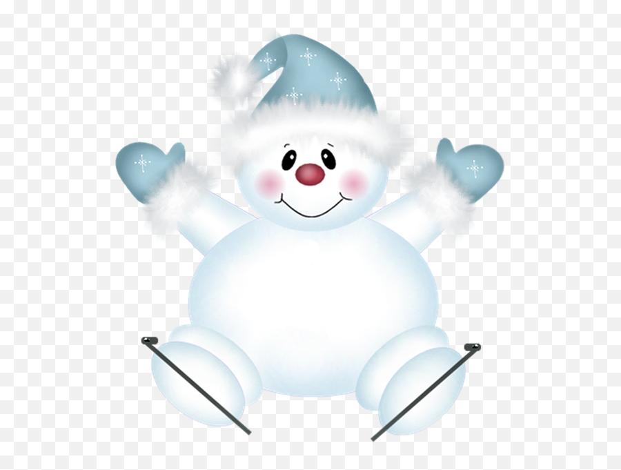 Cute Png Snowman With Skies Clipart - Blue Cute Snowman Clipart Emoji,Cute Snowman Clipart