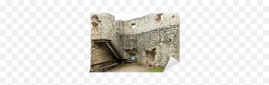 Bench Inside Castle Walls Wall Mural U2022 Pixers - We Live To Change Inside Castle Walls Emoji,Castle Wall Png