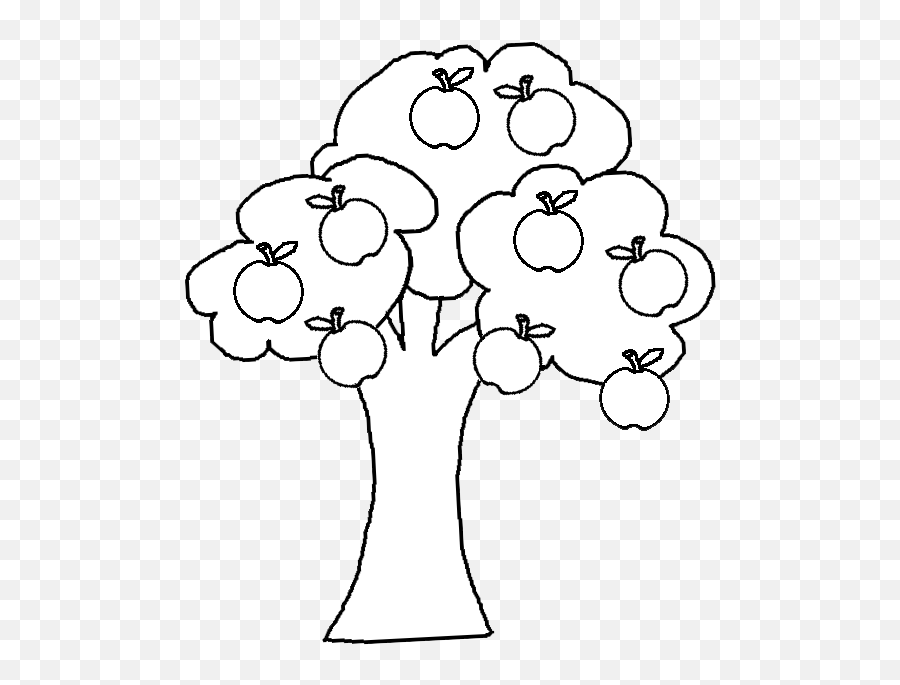 Apple Tree Clipart Black And White Png - Clip Art Of Apple On A Tree Black And White Emoji,Apple Clipart Black And White