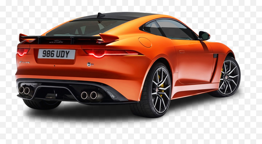 Orange Jaguar F Type Svr Coupe Back View Car Png Image - Jaguar F Type 2017 Preço Emoji,Car Transparent