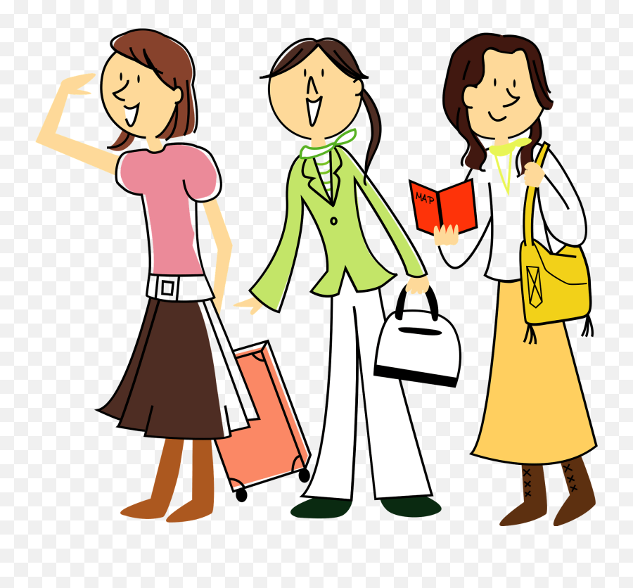 Three Women Are Traveling Clipart Free Download Transparent - Sharing Emoji,Women Clipart
