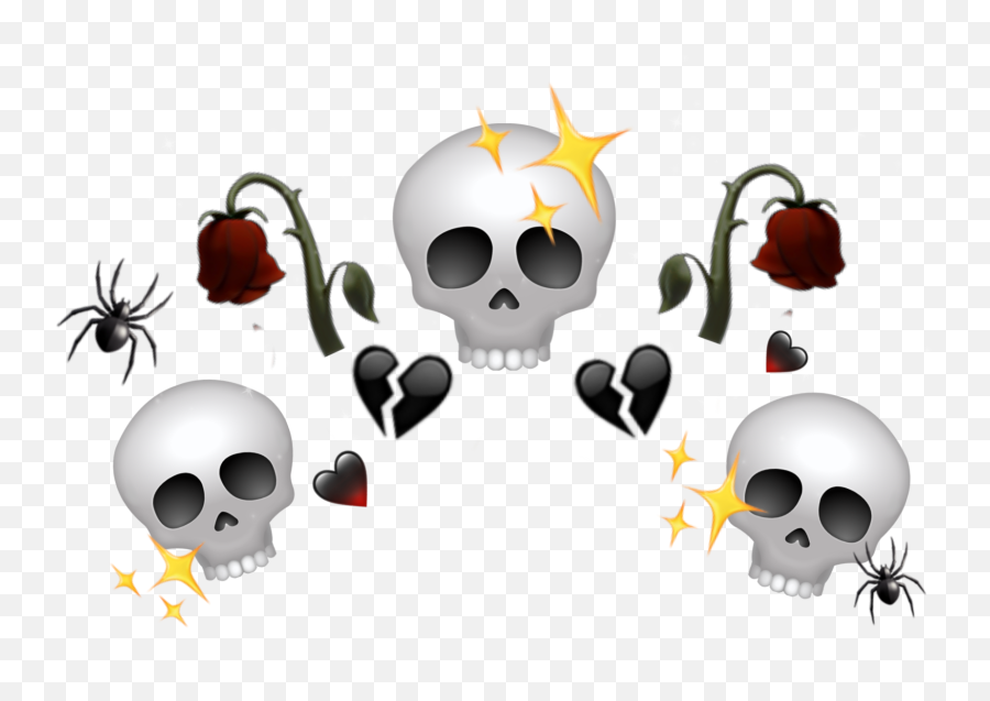 Skull Roses Aesthetic Emoji Crown - Scary,Skull Emoji Png