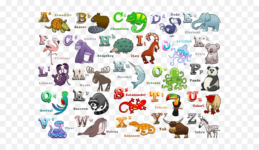 A To Z Alphabet Png Clipart Png Mart - Animal Figure Emoji,Chameleon Clipart