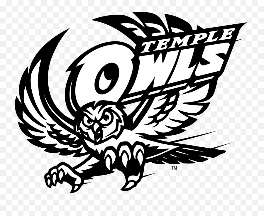 Temple Owls Logo Black And White - Temple Owls Png Logo Temple Owls Emoji,Owls Clipart Black And White
