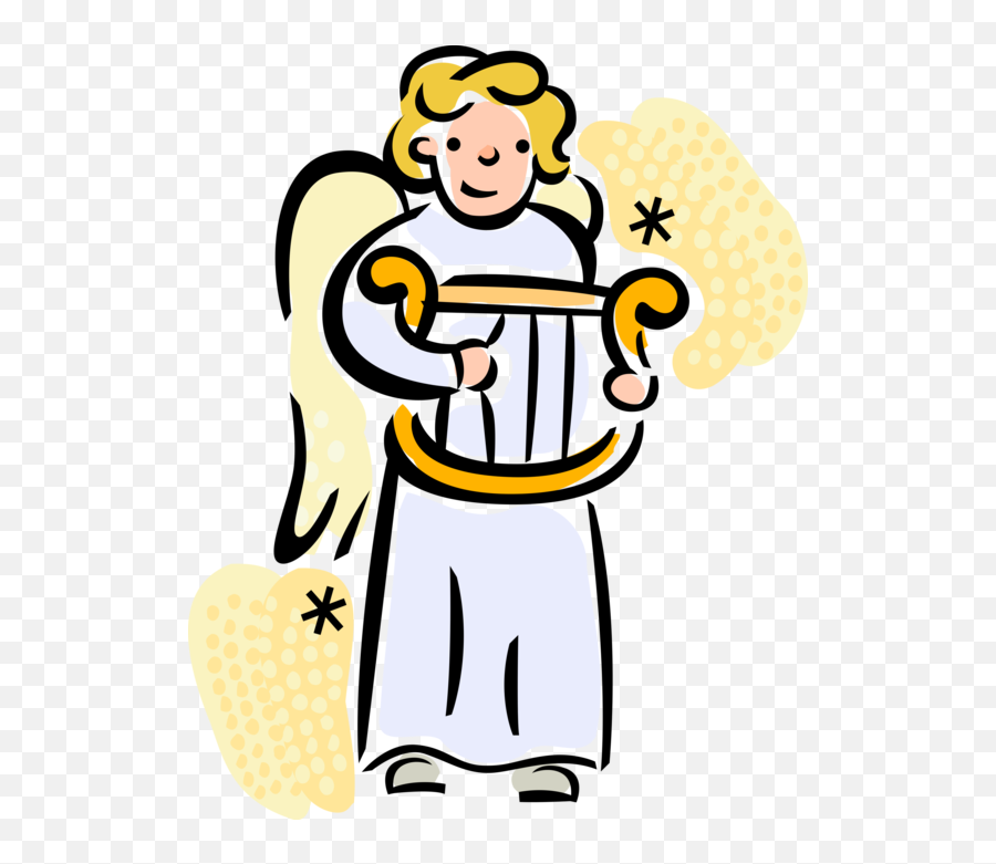 Angel Plays Harp Musical Instrument - Vector Image Emoji,Harp Clipart
