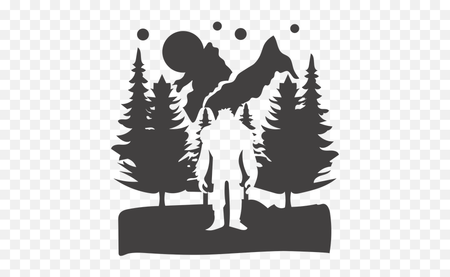 Bigfoot In Forest Mountain Cut Out - Forest Mountain Silhouette Svg Emoji,Forest Png