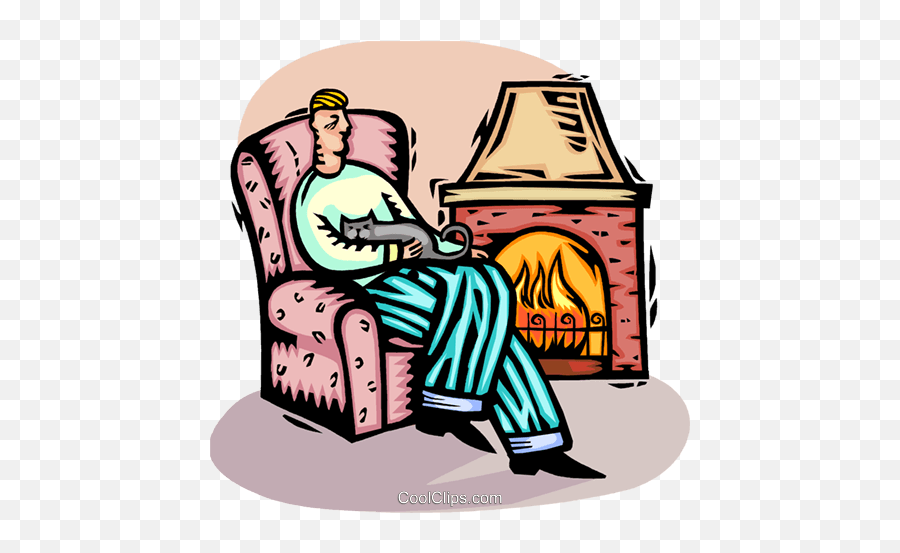 Download Man Sitting By The Fire Royalty Free Vector Clip - Fiction Emoji,Fireplace Clipart